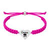 Hot pink bracelet with custom engraved heart charm featuring martial arts belt icon