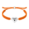 Orange bracelet with engraved heart charm personalized with martial arts design