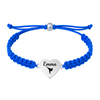 Royal blue bracelet featuring stainless steel heart charm engraved for martial artists