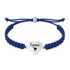 Navy bracelet with stainless steel martial arts engraved charm and adjustable cord