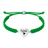 Green bracelet with adjustable cord and martial arts heart charm engraved