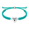 Light teal bracelet with engraved stainless steel heart featuring martial arts belt icon