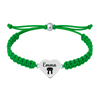 Green bracelet with adjustable cord and martial arts heart charm engraved
