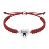 Deep red maroon bracelet with engraved heart charm, martial arts belt design