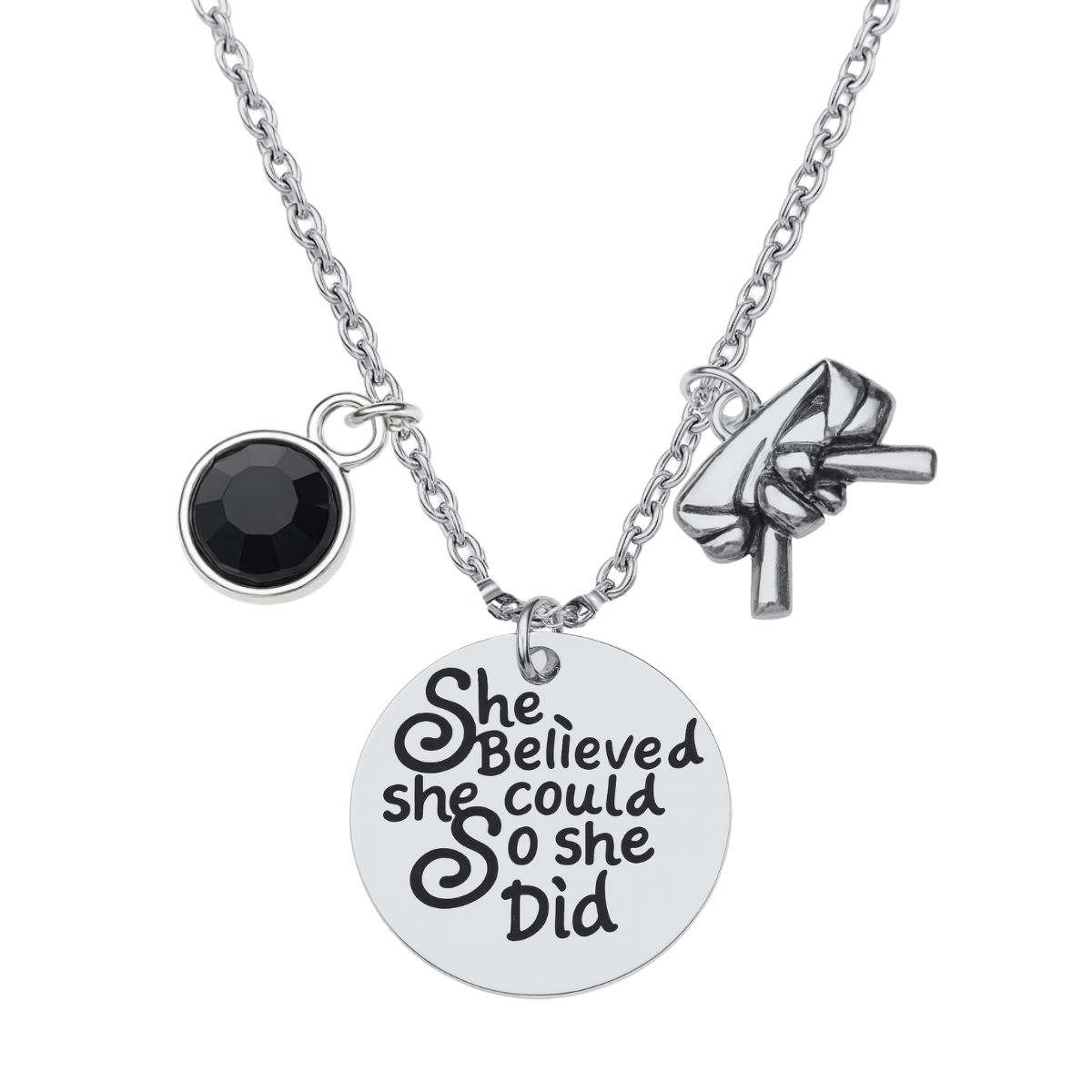 Martial Arts Inspirational Black Belt Necklace - Pick Style