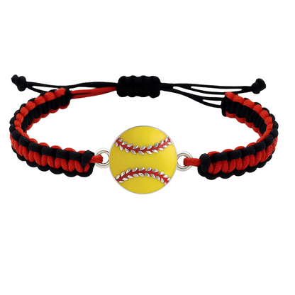 Multi Colored Yellow Softball Rope Bracelet - Pick Colors