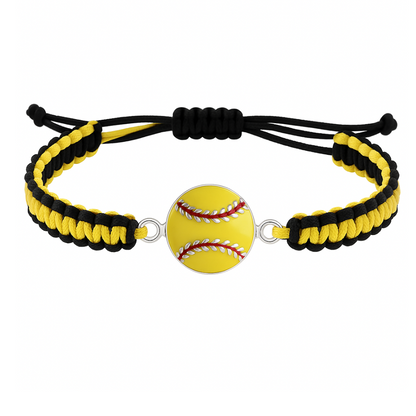 Multi Colored Yellow Softball Rope Bracelet - Pick Colors