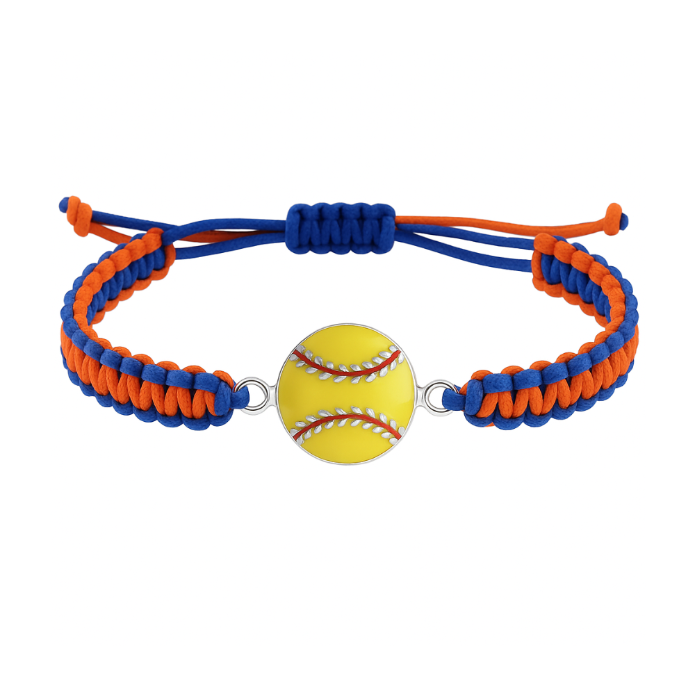 Multi Colored Yellow Softball Rope Bracelet - Pick Colors