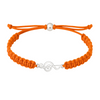 Orange braided bracelet with silver treble clef charm for music lovers