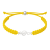 Yellow rope bracelet with silver music note charm and sporty woven design