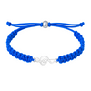 Royal blue braided bracelet with silver treble clef charm and slip-knot design