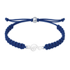 Navy blue rope bracelet with a silver music note charm and adjustable fit