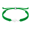 Green braided bracelet featuring a silver-tone treble clef charm and sliding closure