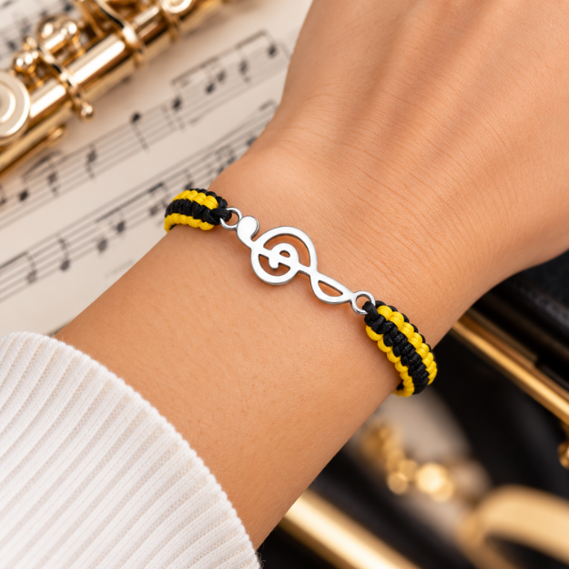 Music Note Treble Clef Multi Colored Rope Bracelet - Pick Color