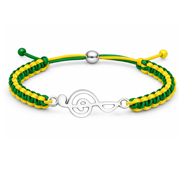 Music Note Treble Clef Multi Colored Rope Bracelet - Pick Color