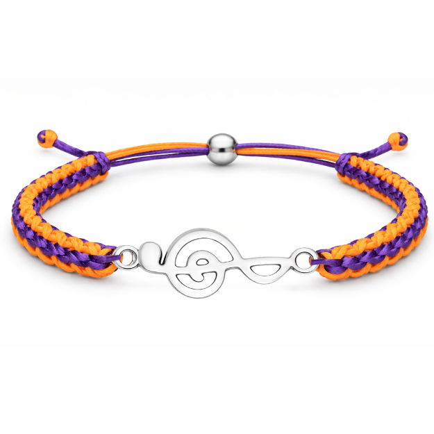 Music Note Treble Clef Multi Colored Rope Bracelet - Pick Color