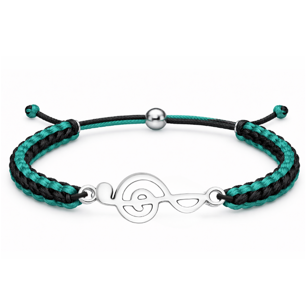 Music Note Treble Clef Multi Colored Rope Bracelet - Pick Color