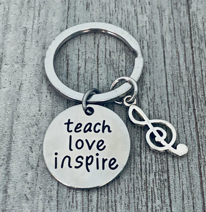 Music Teacher Keychain- Teach Learn Inspire