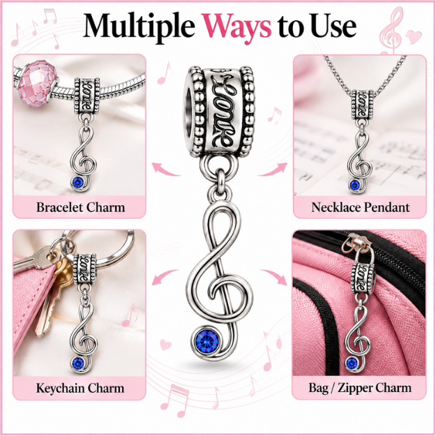 Music Treble Clef Birthstone Bead Charms
