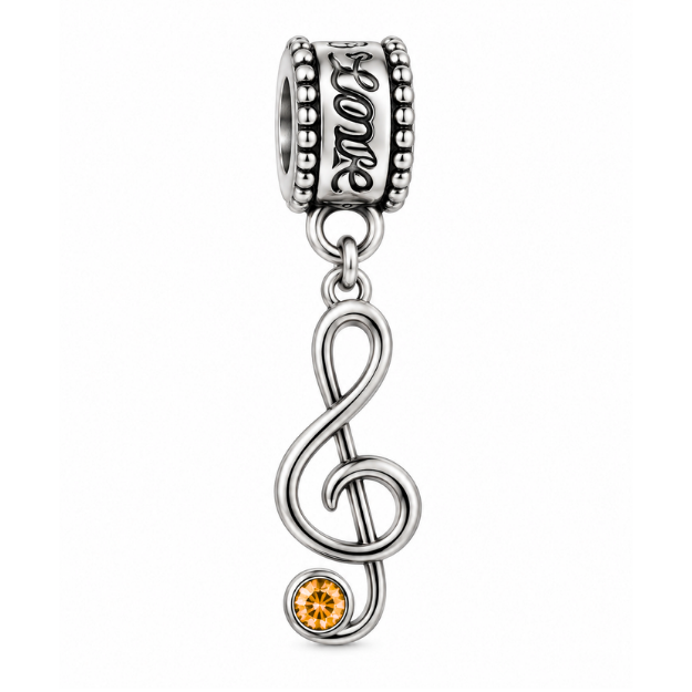 Music Treble Clef Birthstone Bead Charms