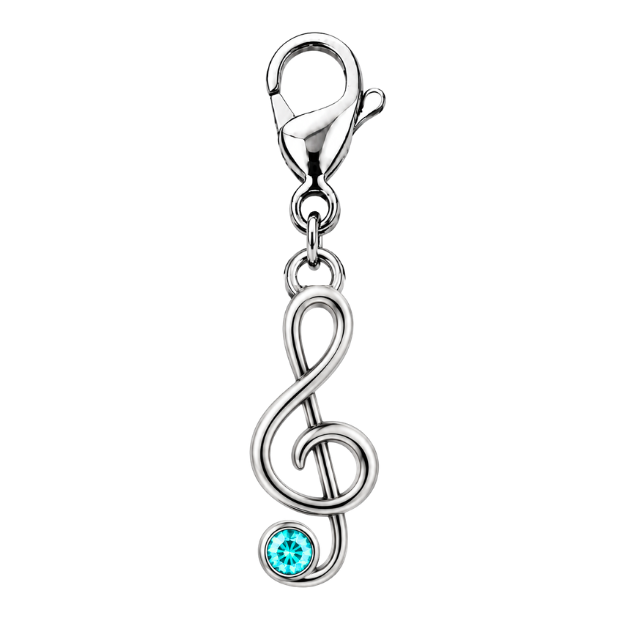 Music Treble Clef Birthstone Clip On Charms