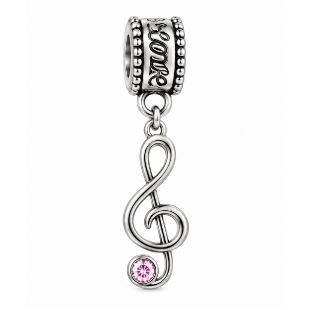 Music Treble Clef Birthstone Bead Charms
