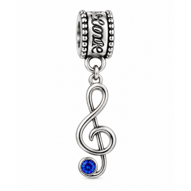 Music Treble Clef Birthstone Bead Charms