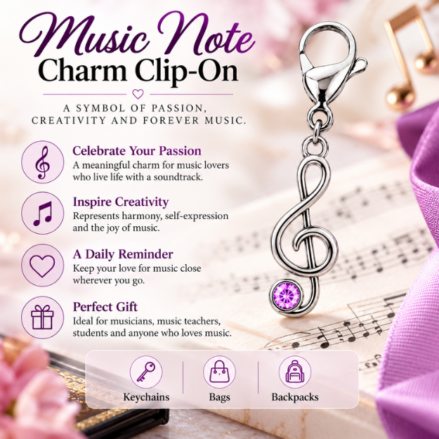 Music Treble Clef Birthstone Clip On Charms