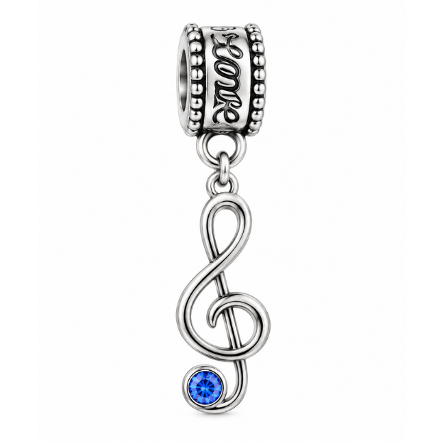 Music Treble Clef Birthstone Bead Charms