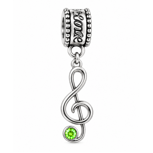 Music Treble Clef Birthstone Bead Charms