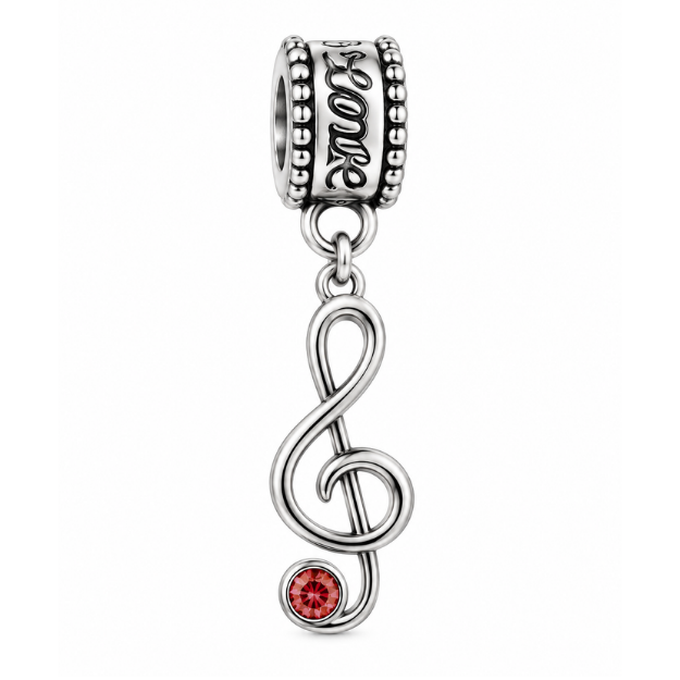 Music Treble Clef Birthstone Bead Charms