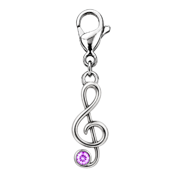 Music Treble Clef Birthstone Clip On Charms