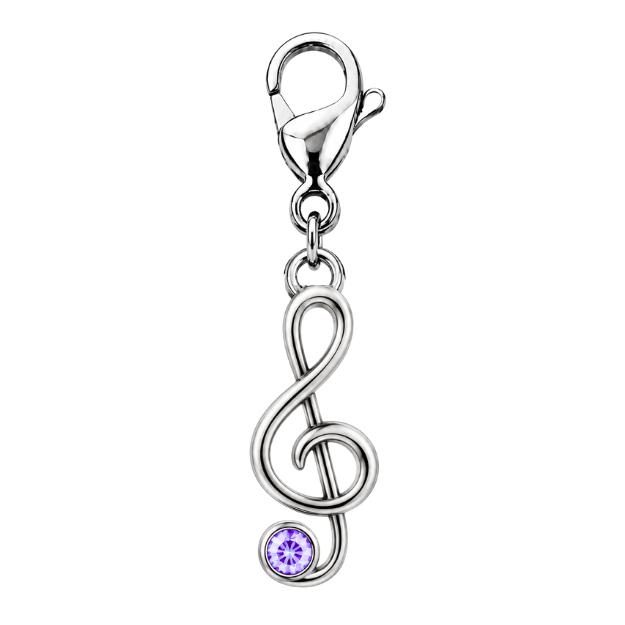 Music Treble Clef Birthstone Clip On Charms
