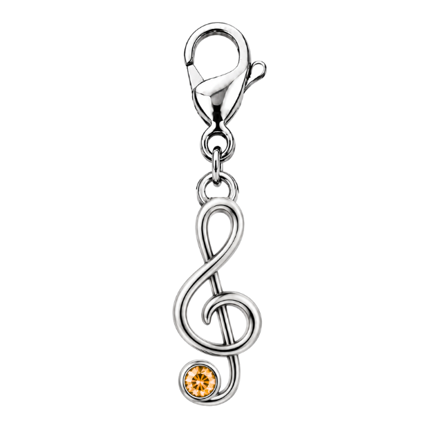 Music Treble Clef Birthstone Clip On Charms