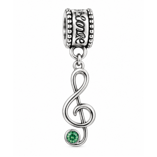 Music Treble Clef Birthstone Bead Charms