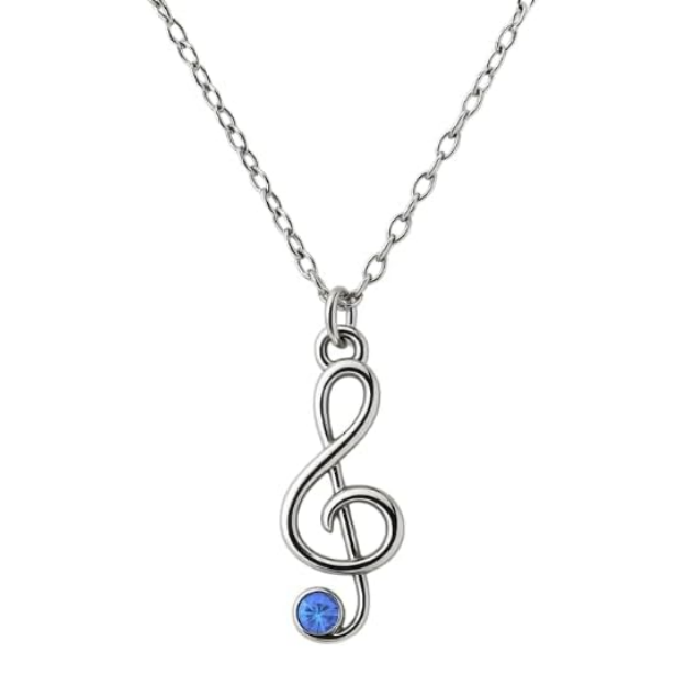 Music Treble Clef Birthstone Necklace