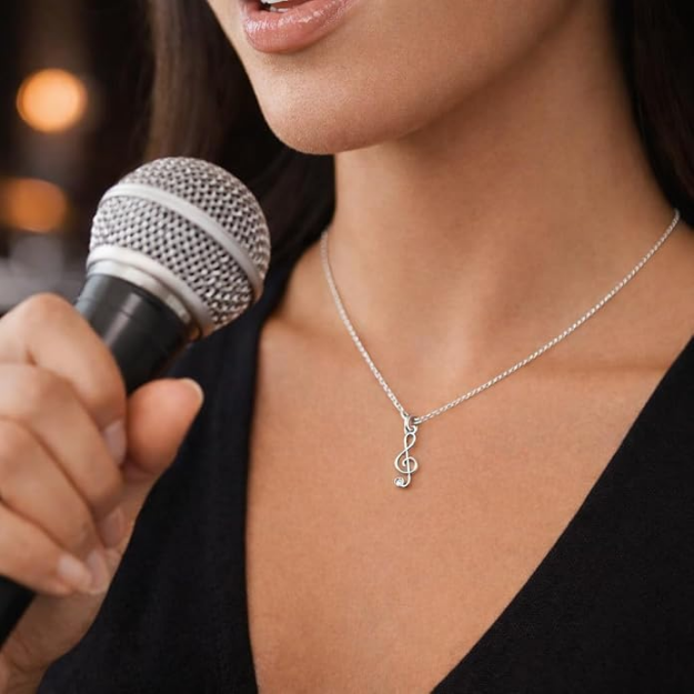 Music Treble Clef Birthstone Necklace