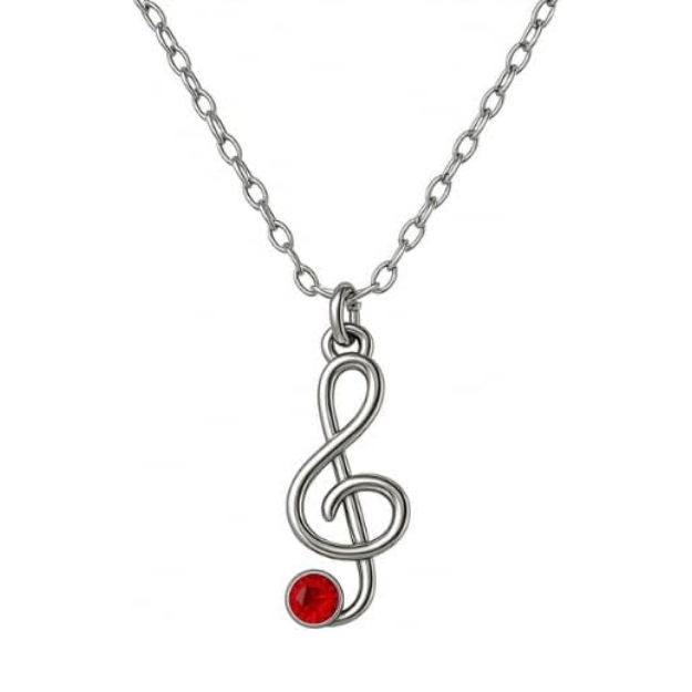 Music Treble Clef Birthstone Necklace