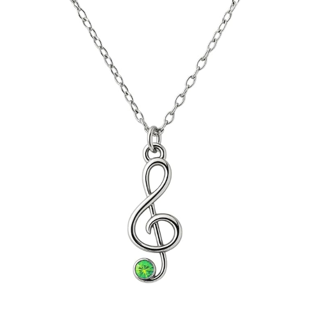 Music Treble Clef Birthstone Necklace