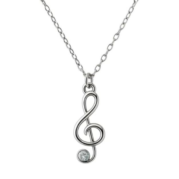 Music Treble Clef Birthstone Necklace