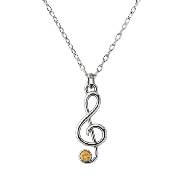 Music Treble Clef Birthstone Necklace
