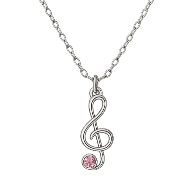 Music Treble Clef Birthstone Necklace
