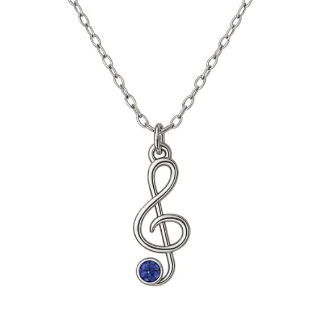 Music Treble Clef Birthstone Necklace