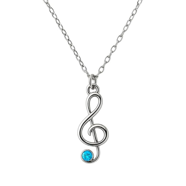 Music Treble Clef Birthstone Necklace