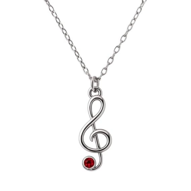 Music Treble Clef Birthstone Necklace