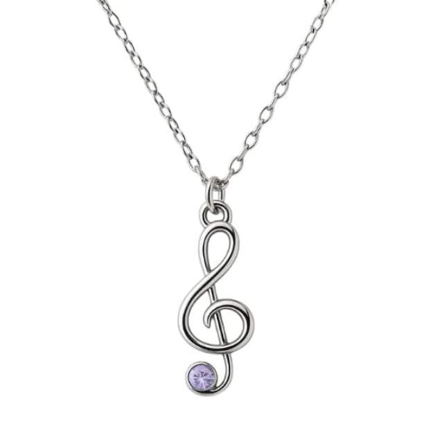 Music Treble Clef Birthstone Necklace