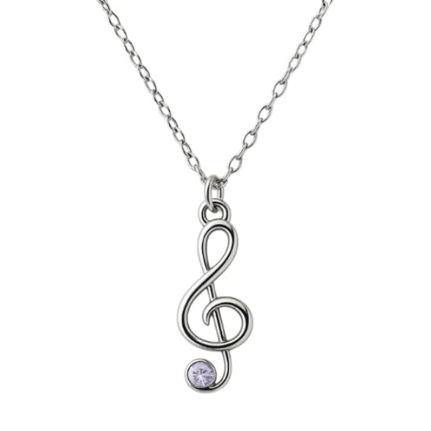 Music Treble Clef Birthstone Necklace