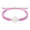 Soft pink music rope bracelet with treble clef charm, stylish adjustable cord design.