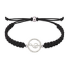 Classic black rope bracelet with treble clef charm, perfect unisex music jewelry gift.