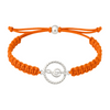 Bright orange music rope bracelet with silver treble clef charm, durable and adjustable.
